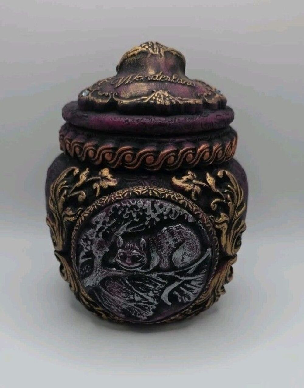 Cheshire Cat Apothecary Jar Alice In Wonderland Jar Art Handmade - Picture 2 of 11